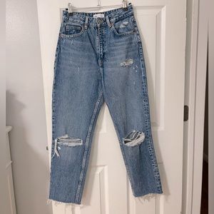 Zara Distressed Straight Leg Jeans